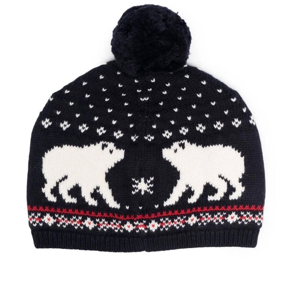 Polo Ralph Lauren Bay Boy Polar-Bear Wool Blend Hat -Pom Pom-Size 9-24 moths